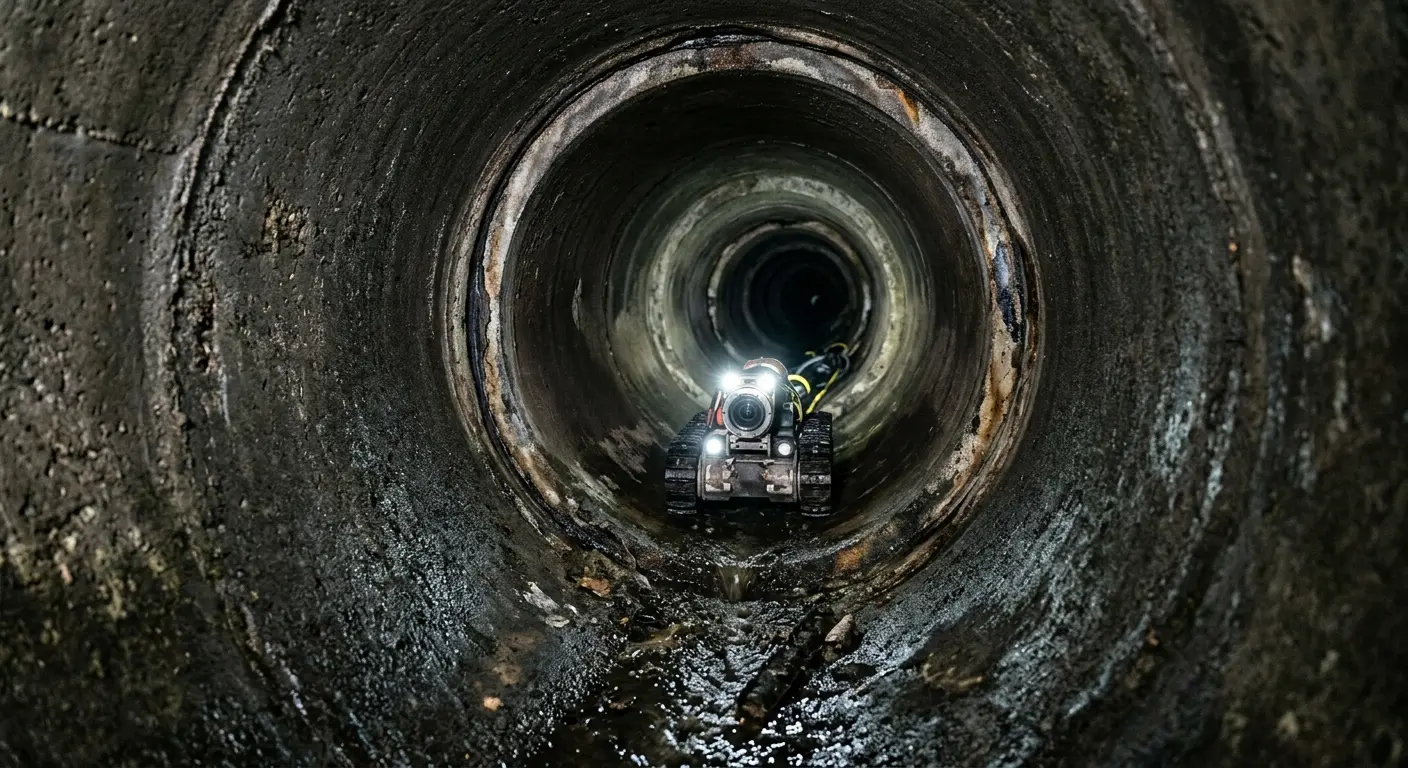 Robotic sewer camera inspecting pipe interior for Sewer Line Repair in Laurel